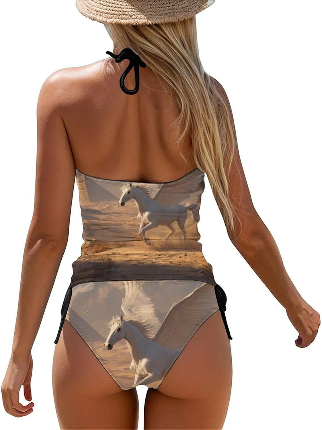Pegasus Galloping in Desert Women Tankini 2 Piece Swim Bathing Suits | tummy control,high neck top with bottom,swimwear,swimsuits