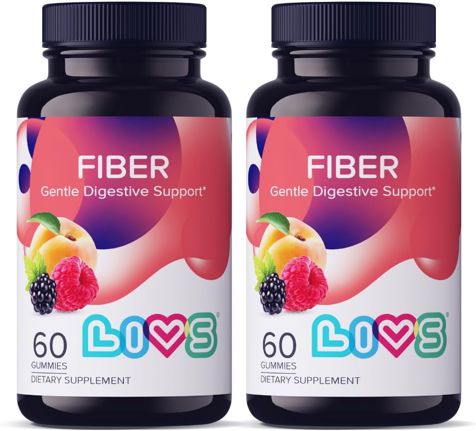 LIVS Fiber Gummies for Adults – Promote Digestive Support & Regularity | Gut Health & Smooth Digestion | Plant-Based Prebiotic | Non-GMO Fiber Supplement for Men & Women | 60 Count with 30 Servings