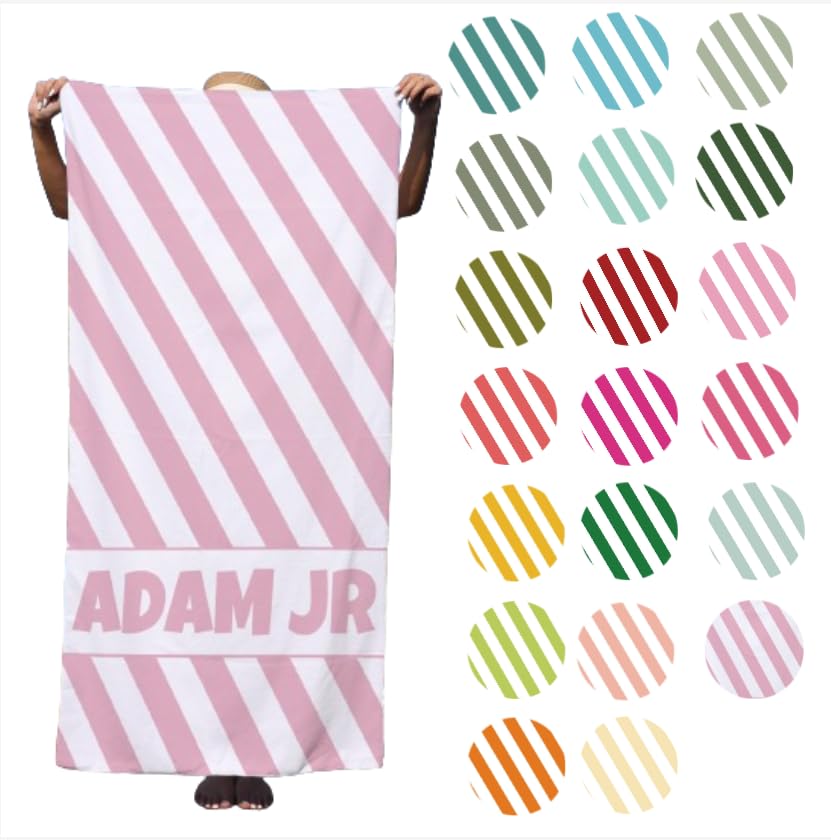 Lifemaison Personalised Beach Towel with Name for Adults Kids,Quick Dry,Sand-free,Custom Microfiber Pool Towel,Lightweight Customised Bath Towel 75x150cm for Seaside,Summer Vacation,Camping Travel
