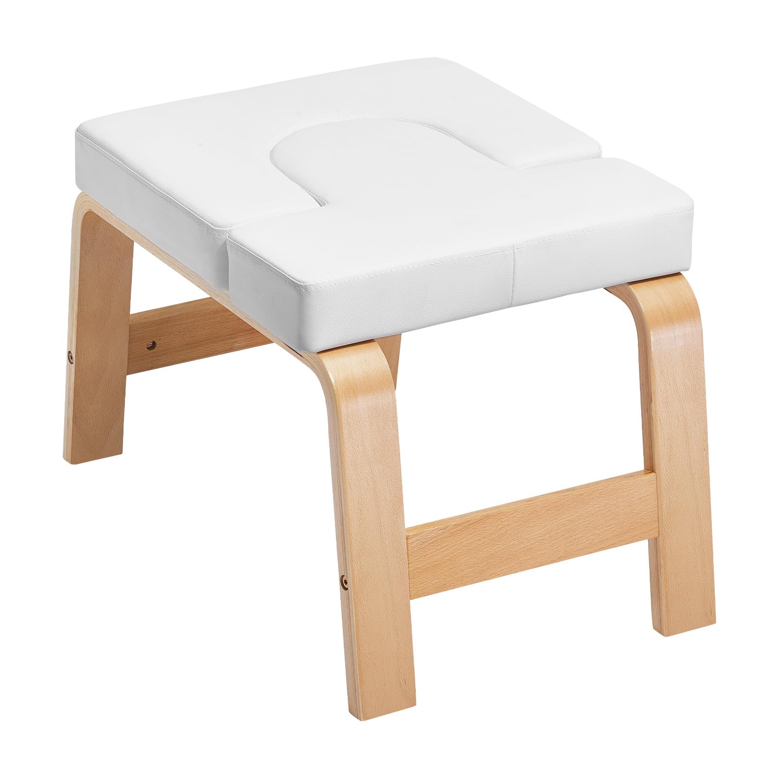 VEVOR Panca per Verticale Yoga Carico di 136 kg Sedia da Yoga per Inversione per Palestra di Famiglia, Struttura in Legno, Cuscinetto in PU, per Allenamento di Forza Equilibrio, Allevia Fatica, Bianco