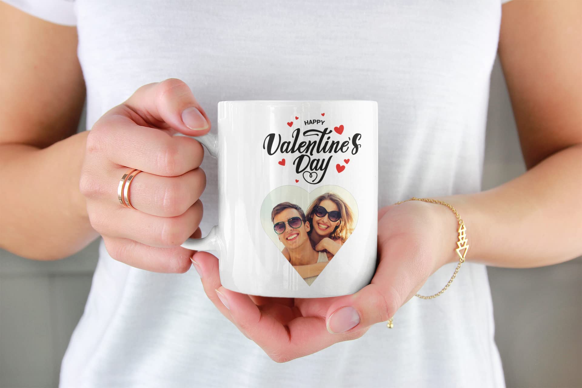 Tazza Personalizzata Con Foto Per San Valentino - Regalo Per Coppia, Partner, Marito, Moglie, Fidanzato, Fidanzata - Tazza In Ceramica 330 Ml Con Scritta Happy Valentine's Day, Lavabile In Lavastoviglie E Microonde