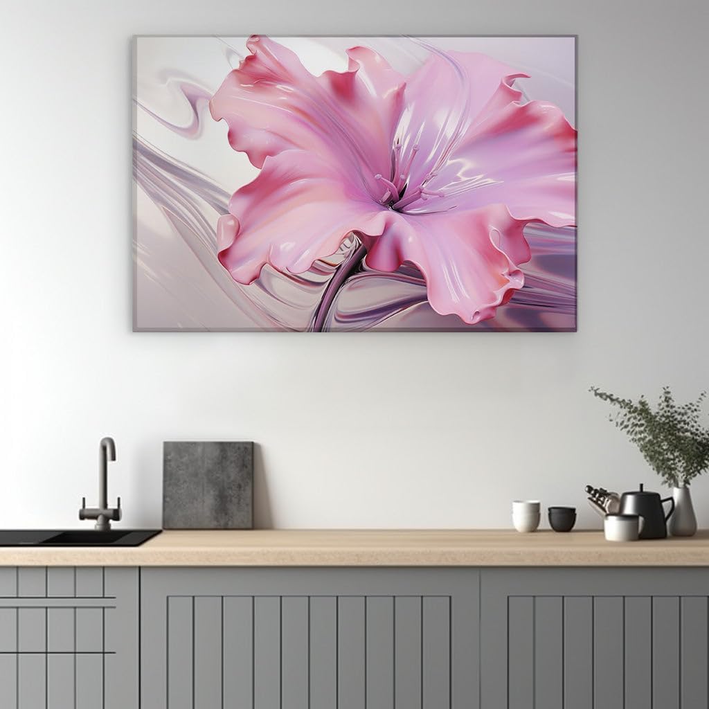 Canvas for Living room. Illuminating Beauty: The Abstract Pink Blossom That Radiates Artistry, 27 x 18 inch Canvas Wall Art - Contemporary Masterpieces - Modern Home Decor - 69x46 cm (27x18 inch)