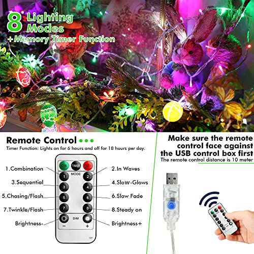 Joomer Easter Decorations Lights, 33Ft 100 Led Easter Pastel String Lights, Usb Powered Indoor Fairy Lights Remote Control 8 Modes With Timer For Easter Decor #TOP1