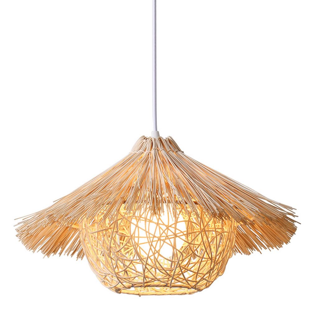 Lustre chapeau de paille créatif fait main pour grande villa