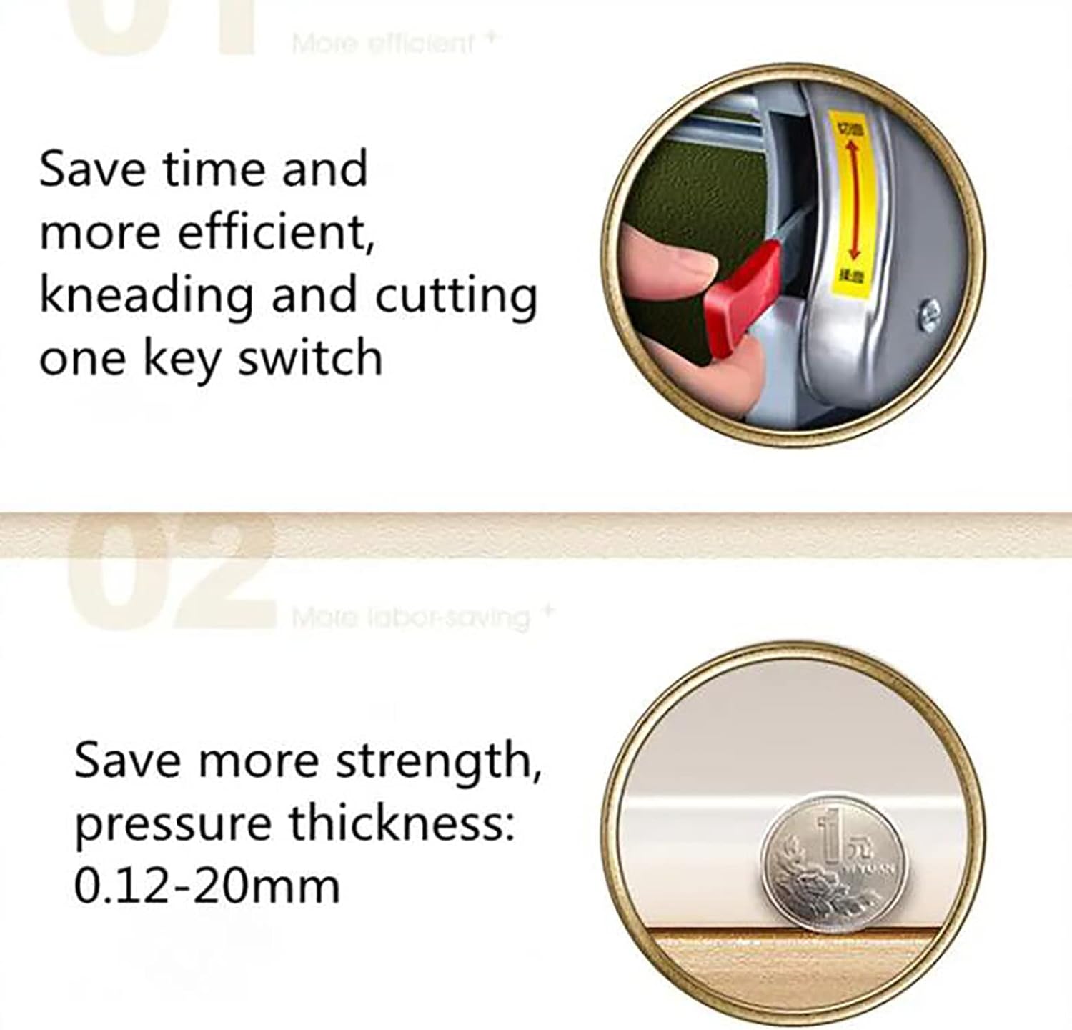 750W Electric Pasta Machine, Stainless Steel Kneading Machine, Household Noodle Machine, 0.12-20mm Thickness Adjustable, 3/9mm Flat Noodles, 1.5/1.8/2.5mm Round Noodles,E-Double