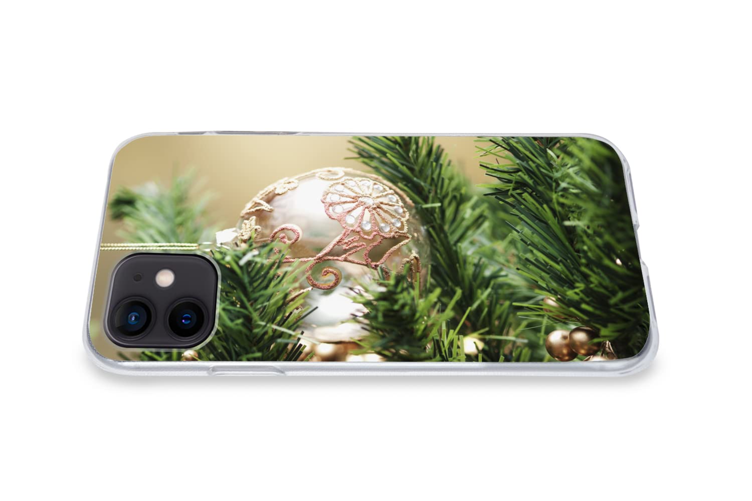 MuchoWow Funda para iPhone 12 - Primer Plano de Adornos navideños en el árbol de Navidad - Funda de Silicona/Funda Blanda para teléfono móvil