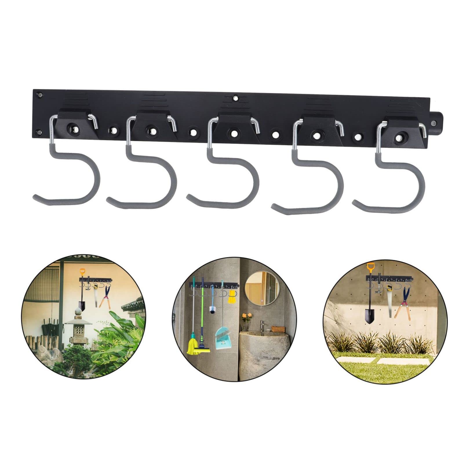 Holibanna 1 Set Set di ganci di archiviazione degli strumenti supporto da parete per riporre le scope chiave forbice wall organizer ganci per scopa da garage porta scopa da parete Metallo
