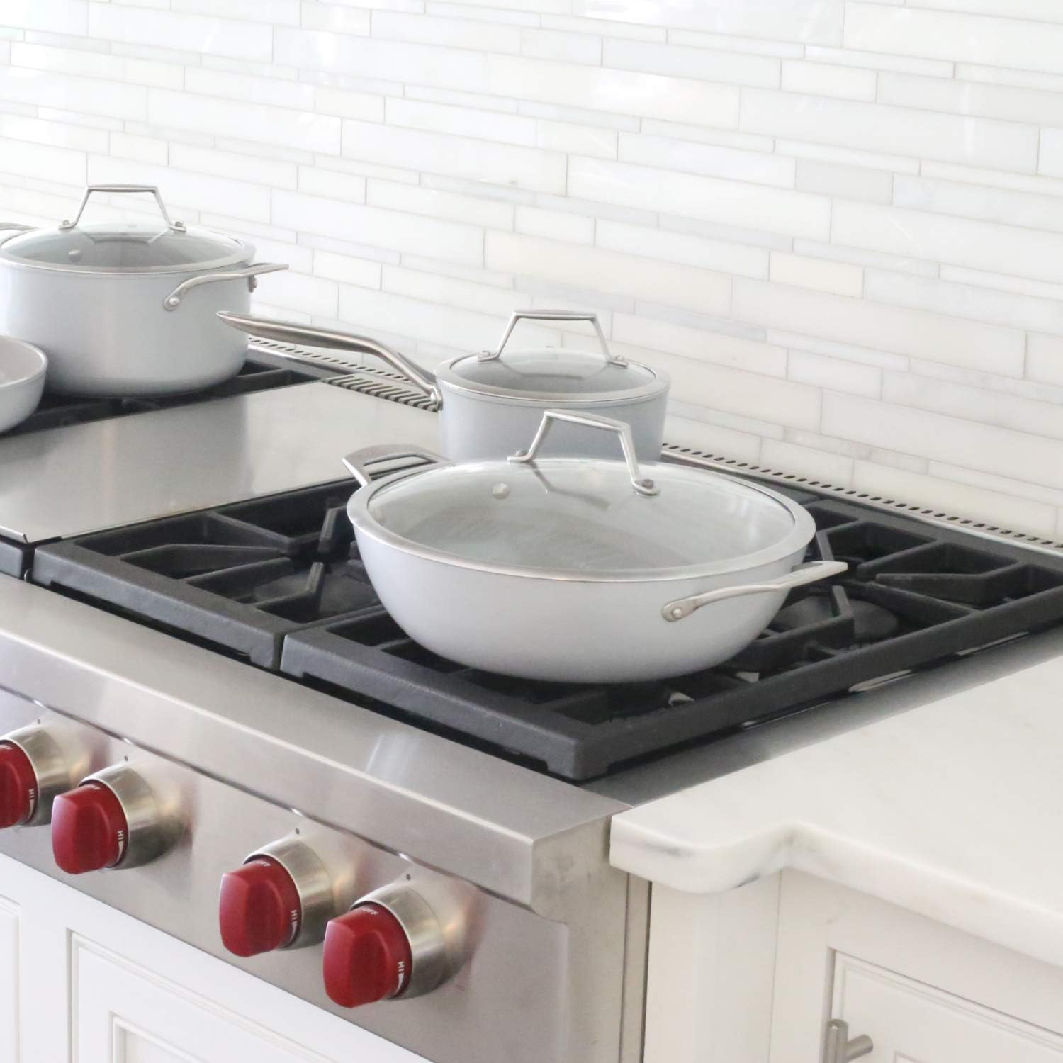 TECHEF - CeraTerra, 5 Qt / 12-in Ceramic Nonstick All Purpose Chef Pan with Cover, (PTFE and PFOA Free Ceramic Exterior & Interior), Oven & Dishwasher Safe, Made in Korea, Grey/Silver (5 Qt Chef Pan): Home & Kitchen