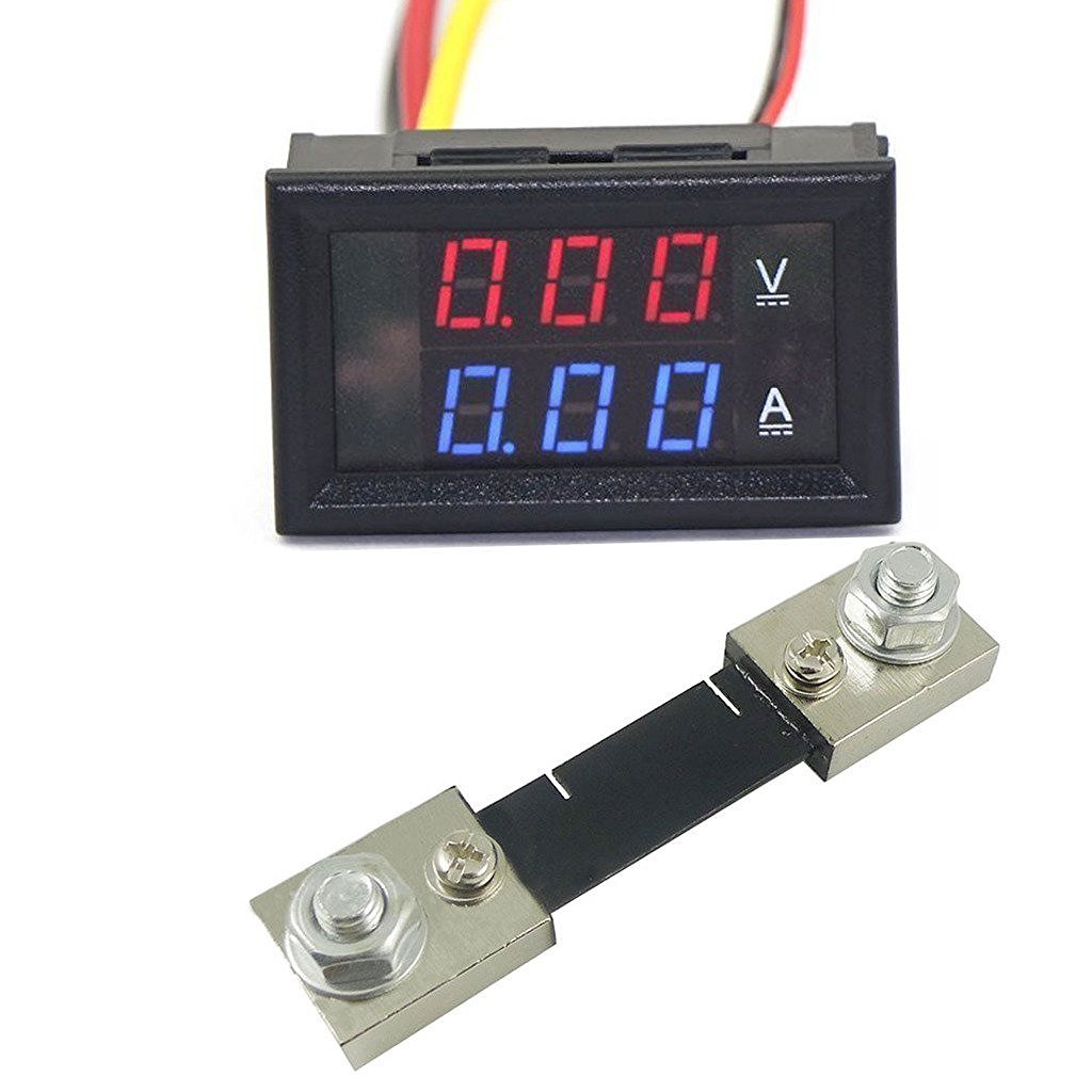 Amperometro voltmetro digitale LED 100V DC 100A doppio display misuratore tensione corrente con shunt