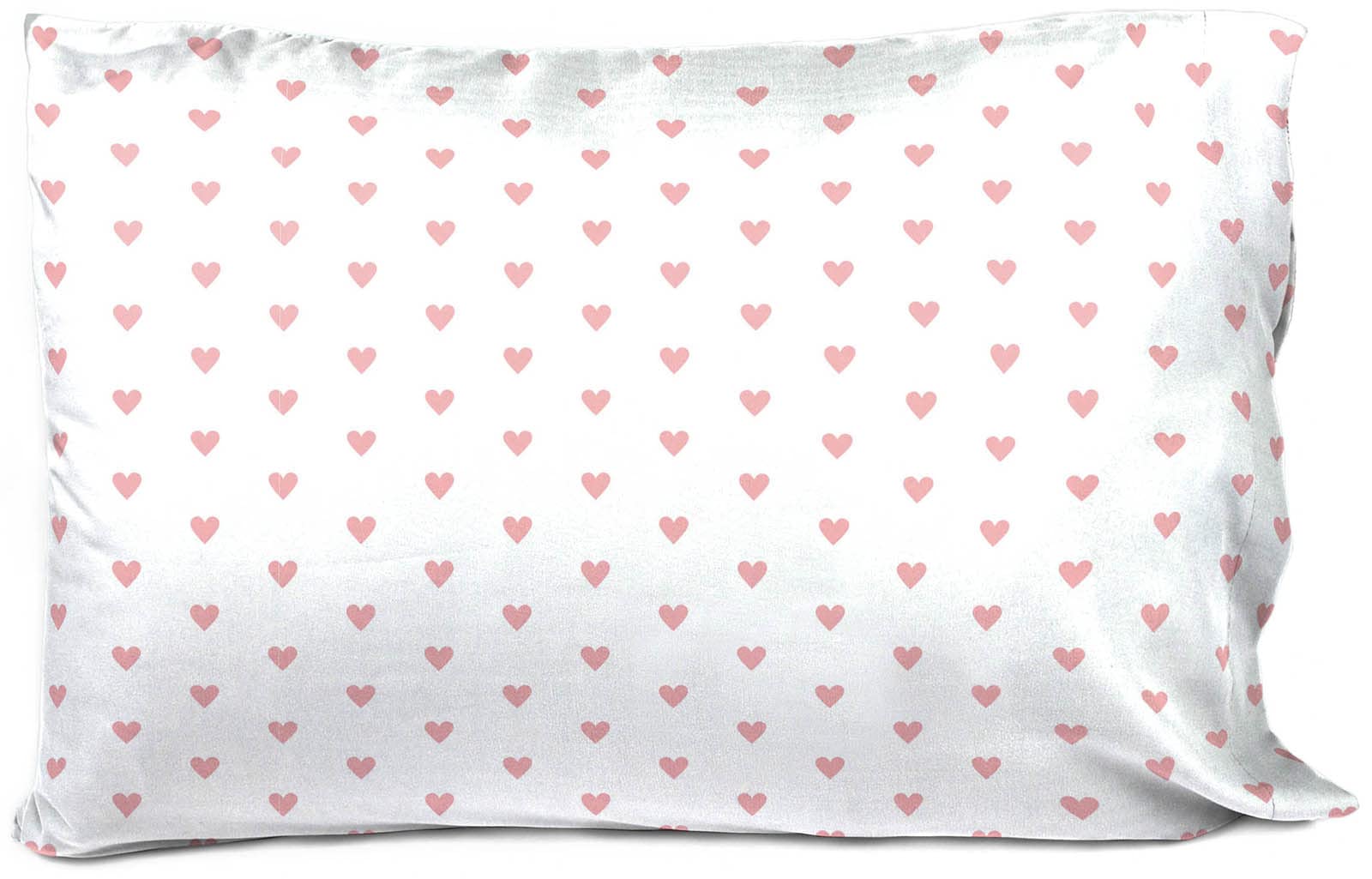 Saturday Park Pink Hearts 1 Pack Reversible Pillowcase - 100% Organic Cotton Double Sided Pillow Cover - GOTS & Oeko-TEX Certified
