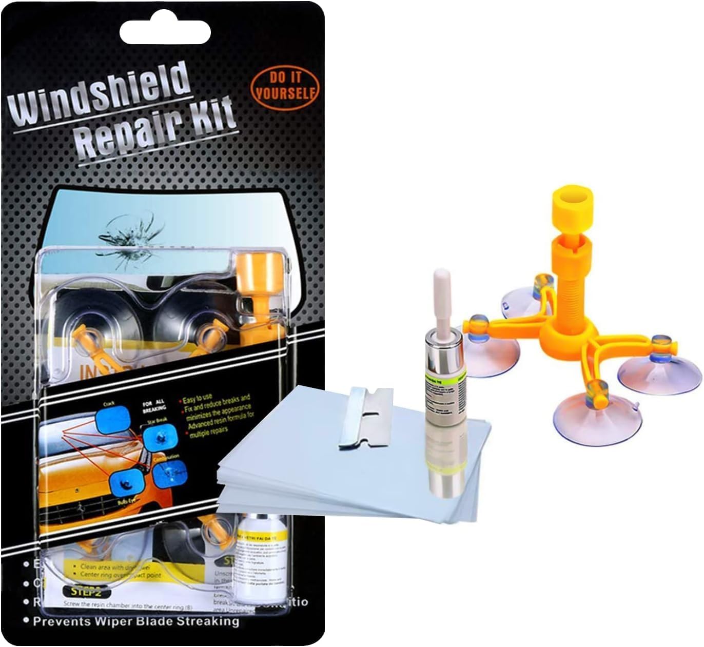 Auto Windschutzscheibe Reparaturset Werkzeug für PKW Chip und Crack, Car Windscreen Repair Kit
