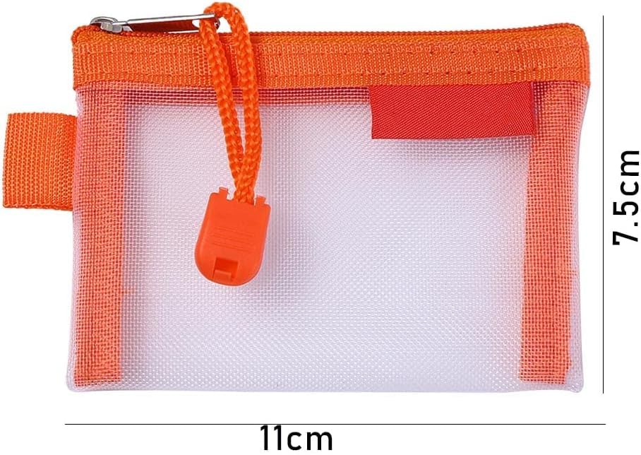 Jowxsx Pink Mesh Storage Bags Casual Travel Mini Zipper Pouch Small Wallet Bags Nylon ID Credit Card Holder Mesh Cosmetic Bag Transparent File Bag2