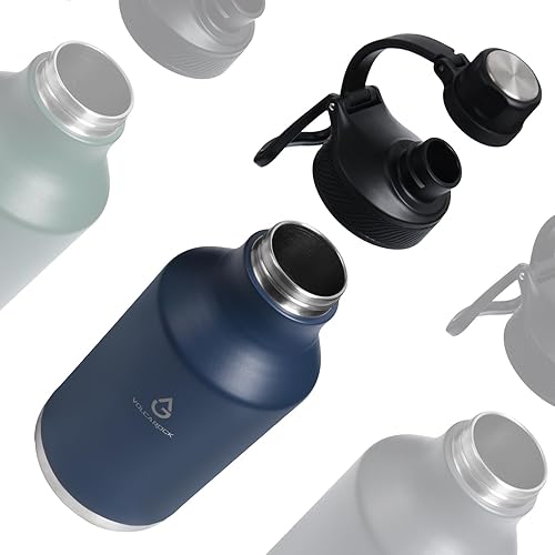 Miniatura 2 de Botella de agua aislada con tapa de pajilla, a prueba de polvo, 64 onzas, botella de agua de acero inoxidable de doble pared para bebidas calientes