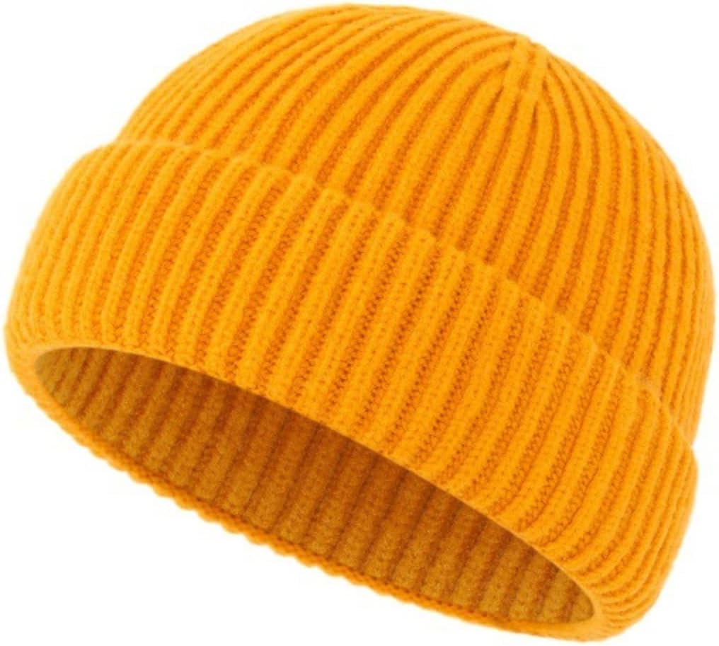 Stylish Faux Wool Knit Short Cuff Fisherman Beanie for Men and Women Unisex Warm Winter Hat