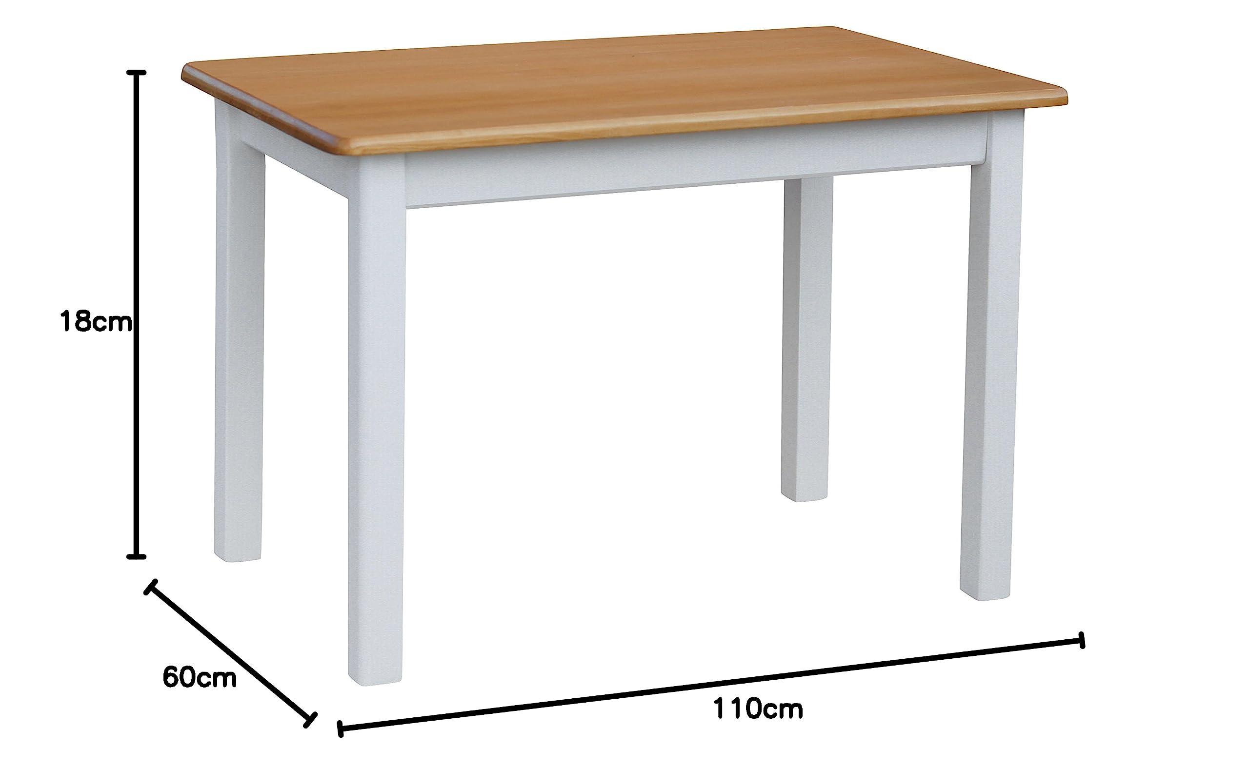 k koma Esstisch Massivkiefer, 100x80 cm, Weiß/Eichefarben