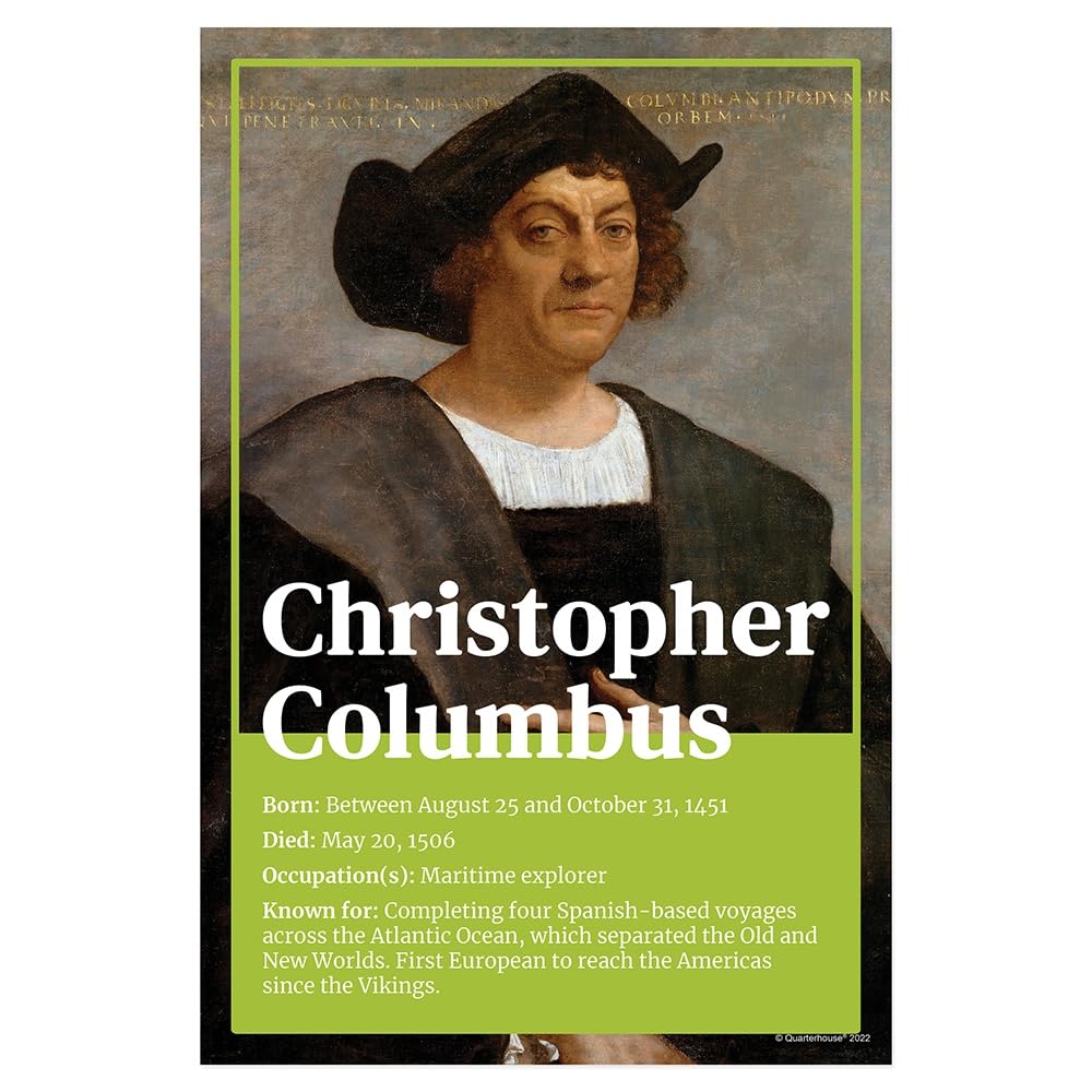 Quarterhouse Lot de 7 affiches d'explorateurs célèbres, matériel d'apprentissage en classe pour étudiants et enseignants de la K-12, 30,5 x 45,7 cm, extra durable