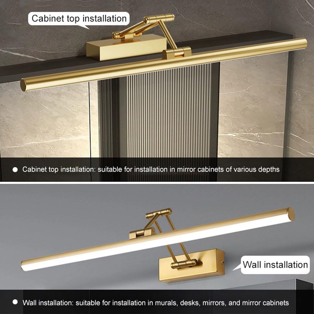Jadssox Goldene Badezimmerleuchte über dem Spiegel, LED-Schminktischlampe, verstellbare Spiegelfrontbeleuchtung, Moderne Spiegelschranklampen, Bilderleuchten, Ankleidezimmer-Schminktischlampen