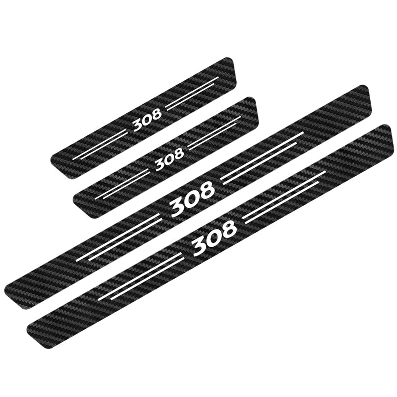 XFNWT 4pcs Car Door Sill Protector Strips for Peu-geot Carbon Fiber Welcome Pedal Protector Cover Car Door Sill Scuff Plate Stickers Accessories, Kick Plates Car Threshold,308 White