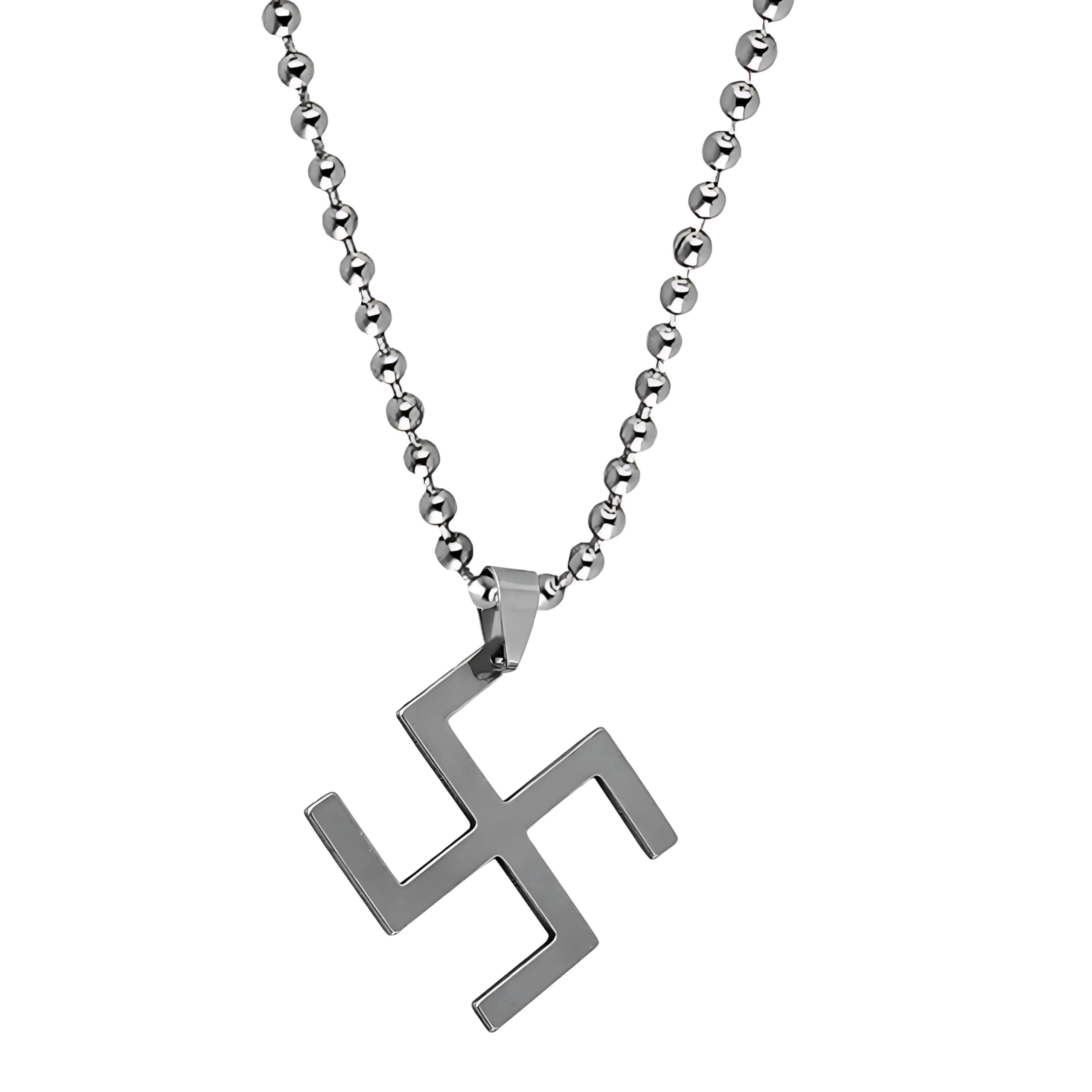 m men style Religious Swatik Good Luck Charm Silver Stainless Steel Pendant Necklace Chain For Men And WomenLC0084-picture-28