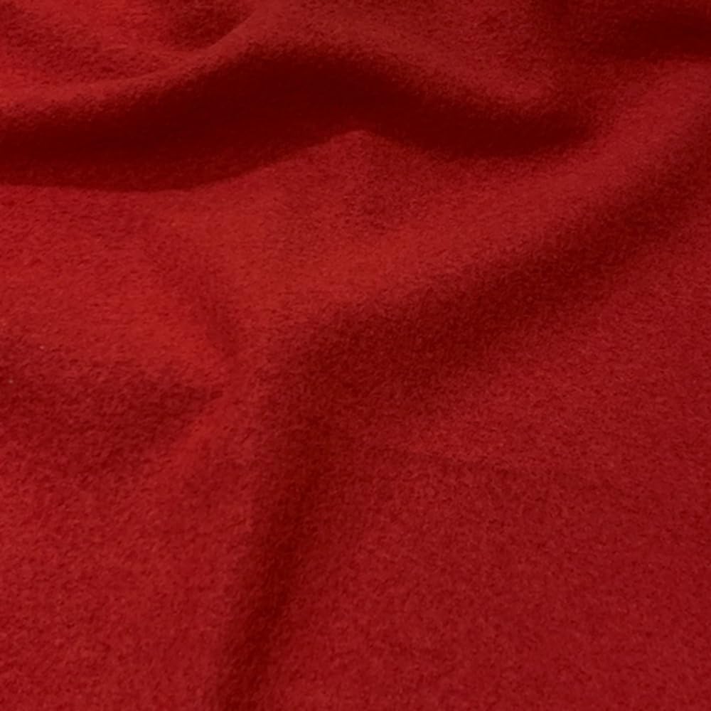 100% Boiled Wool Fabric Plain Coloured 140cm Wide (per metre) (Red)