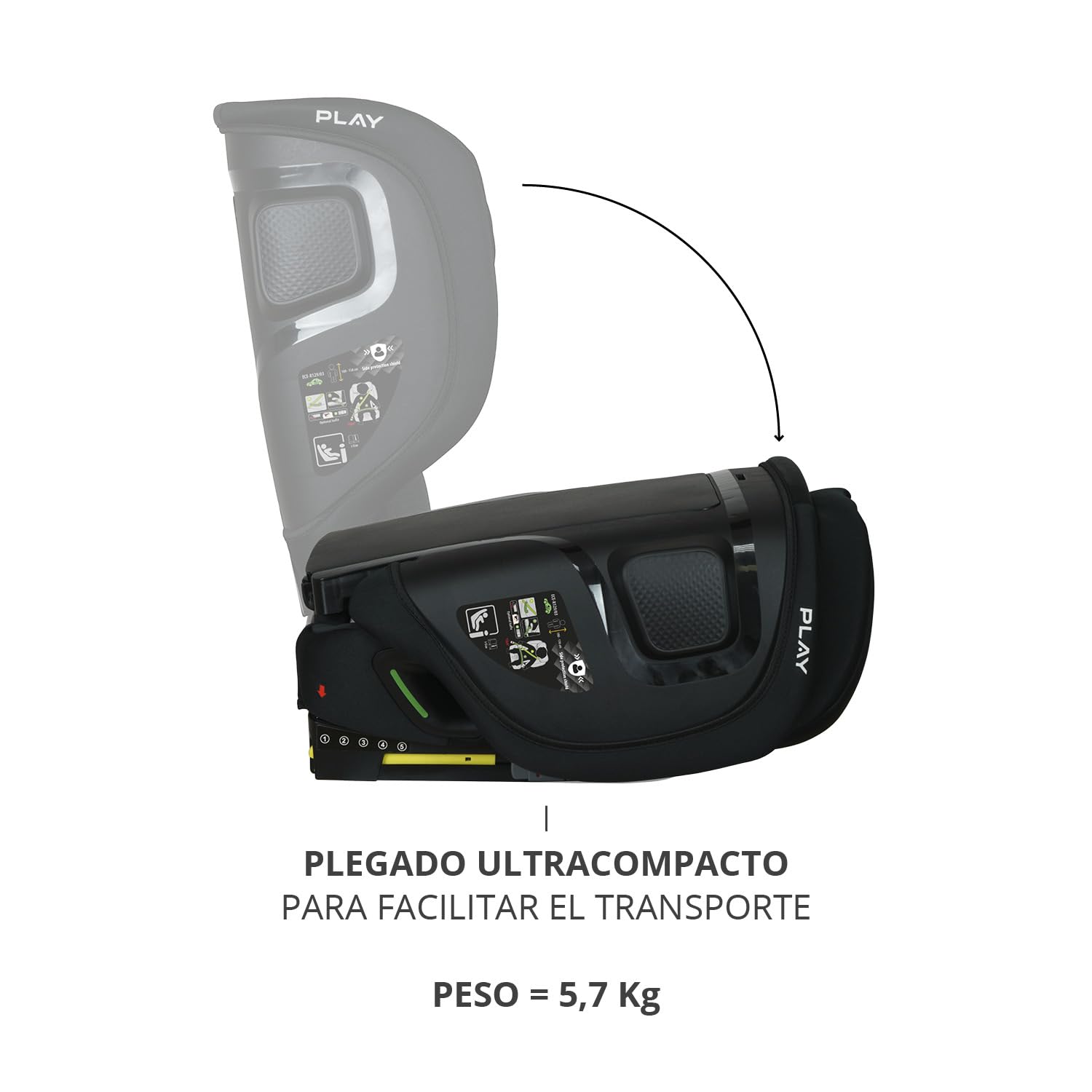 PLAY Silla de coche Two I Size con isofix, grupo 2/3 para niños de 3 a 12 años o altura 100-150 cm (Black Safe&Go)