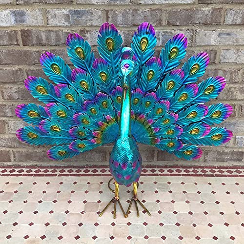 Hombom Beautiful Metal Peacock Statue Outdoor Decor, Diy Metal Peacock Art Decor, Metal Peacock Yard Art Lawn Decoration Outdoor Sculpture #TOP2