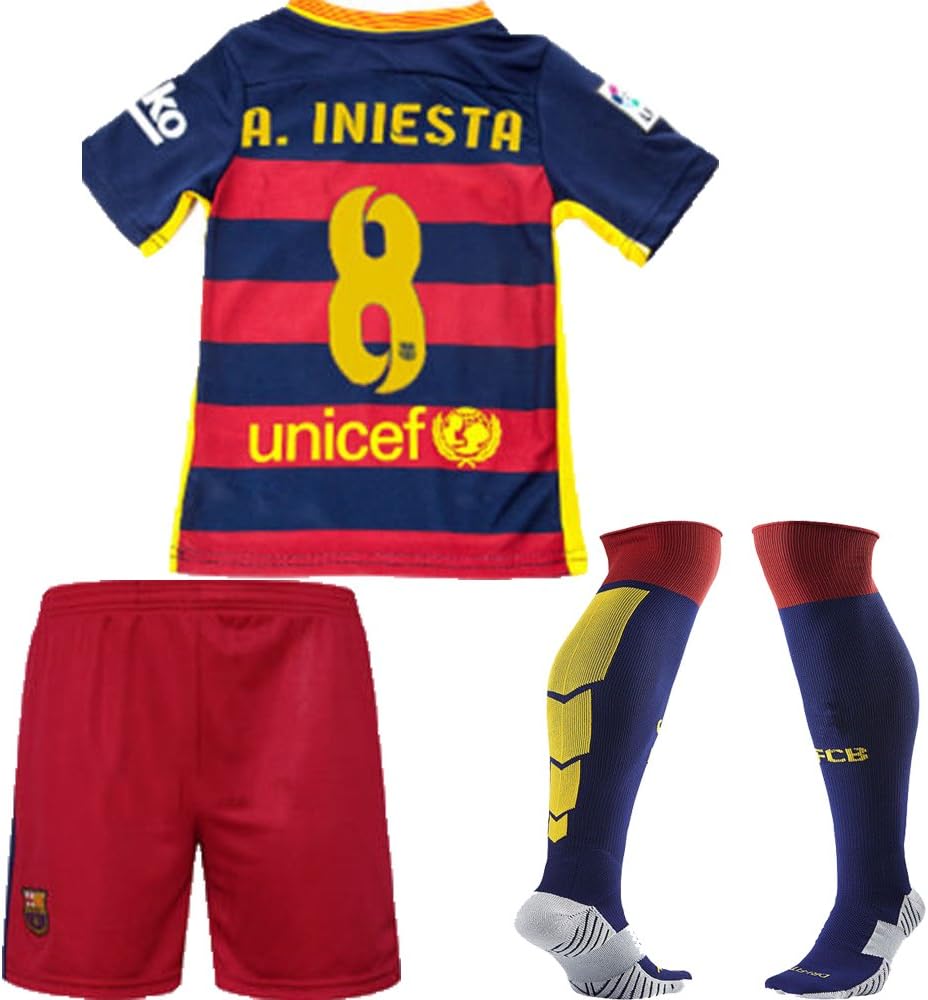 Caballero (TM) FC Kids 2015-2016 #8 Home Football Soccer Jersey Sportswear Polo Shirt & Short & Sock FOR 3-14 Years Kids (7-8 Years)