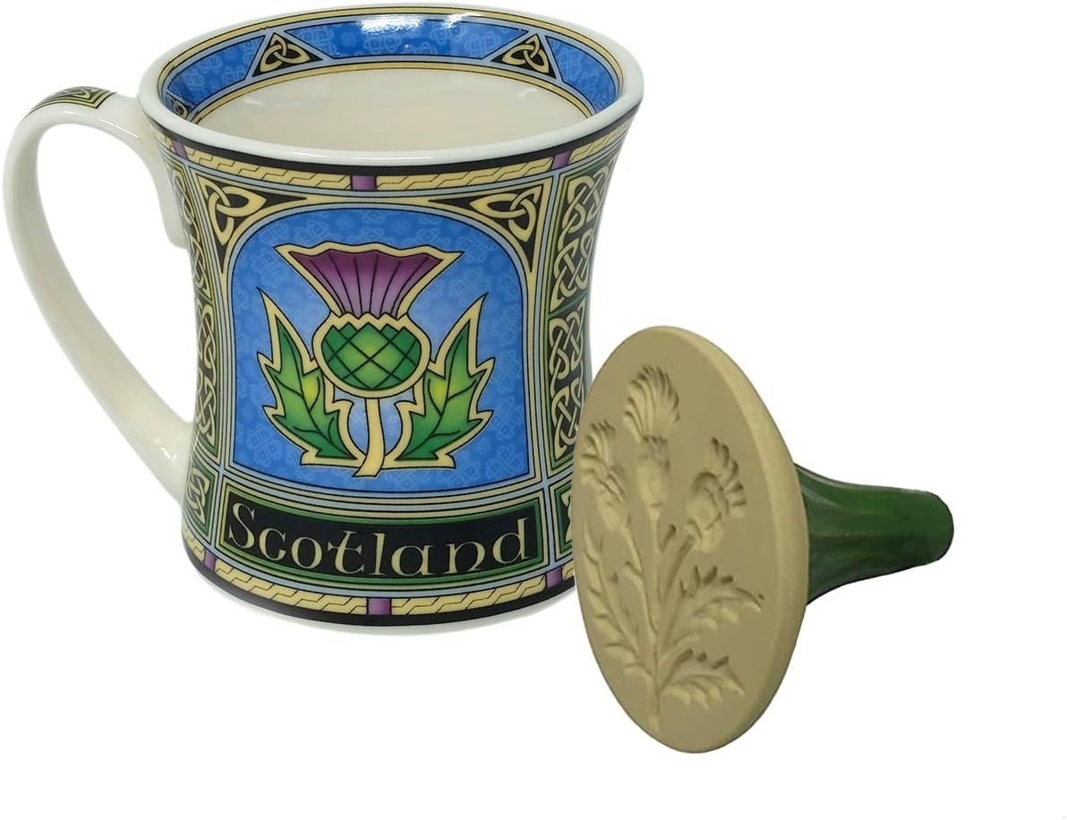 Thistle Kitchen Set: Blue Thistle Mug (11 oz) & Cookie Stamp (3x2 inches)