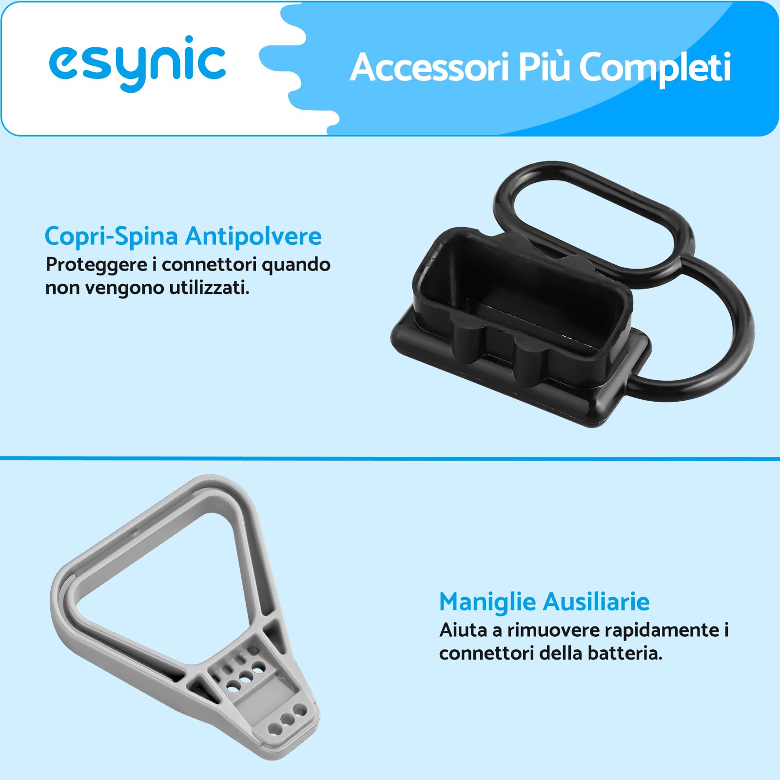 eSynic 2PZ Connettore Spina per Anderson 175A 600V 1/0AWG con 4 Terminali e Cappuccio Antipolveri, 2X Connettore Batteria per Anderson AC/DC Applicazioni Alimentazione di Auto Roulette - Grigio