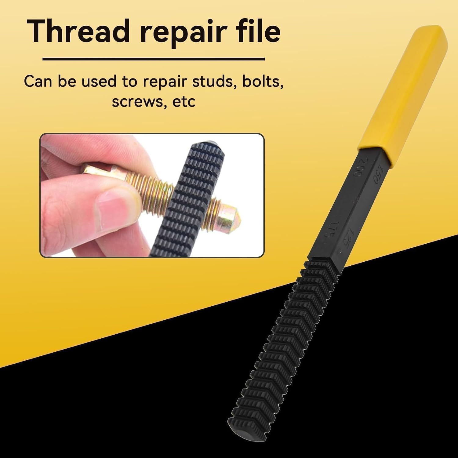 2 Piece Thread Restorer File Set, Thread Restoring Chaser Files Screw Thread Repair Tool External Thread Restorer Thread Chaser File Metric and Standard for DIY Thread Repair Tools