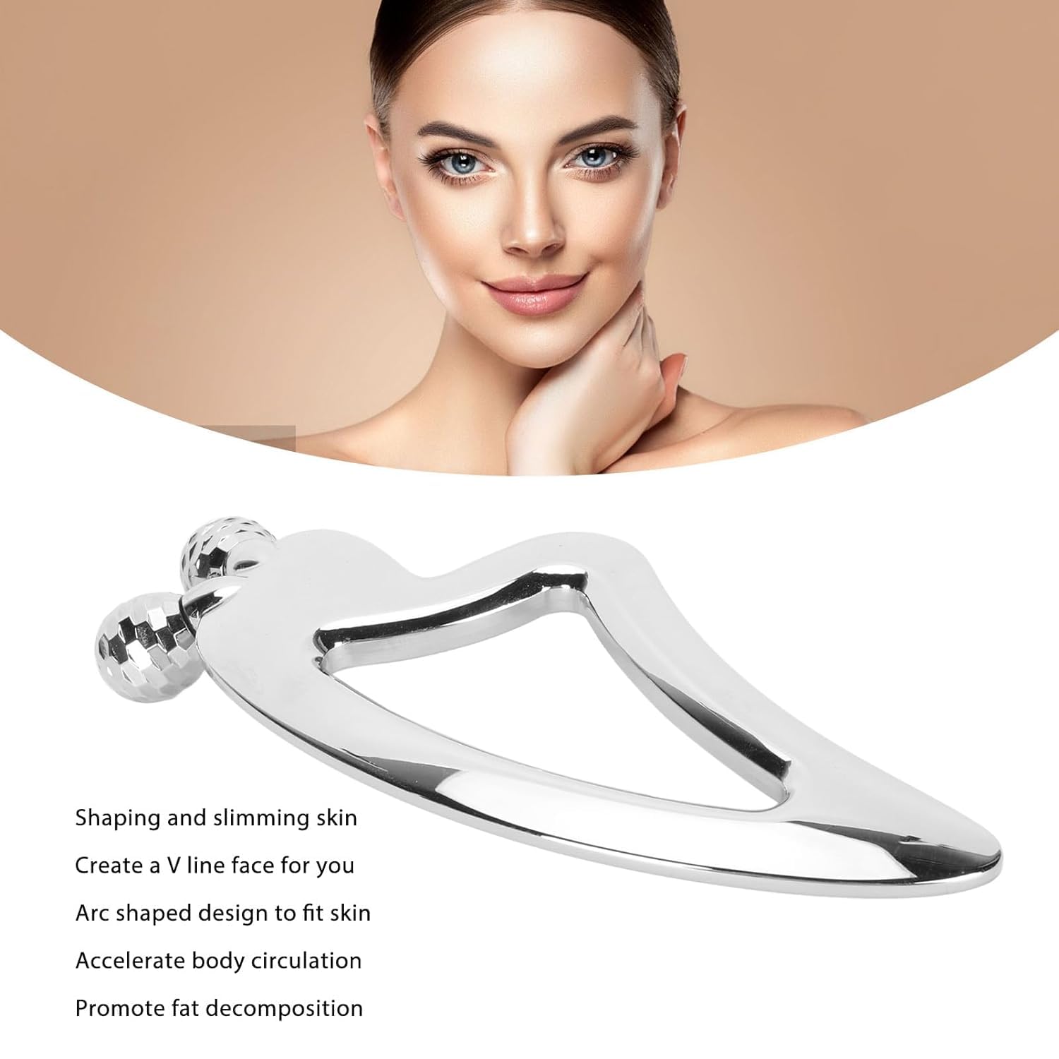 Kratzbrett Metall-Schabeplatte, Roller, Gesichtsschabbrett, Gesichtshaut, Gua-Sha-Brett, Gesichtsformung, manuelle Hebe- und Straffungsschabplatte Massagewerkzeuge