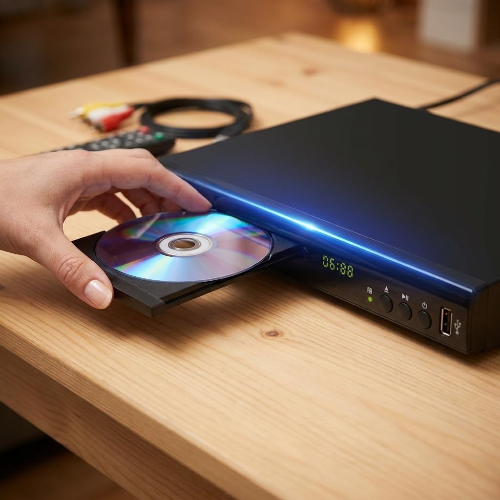 Lettore DVD Blu-Ray per TV, lettore dischi HD con cavi AV HDMI, Home Theater, lettore CD DVD integrato PAL NTSC con ingresso USB coassiale AV HDMI, supporto multi-regione, telecomando incluso