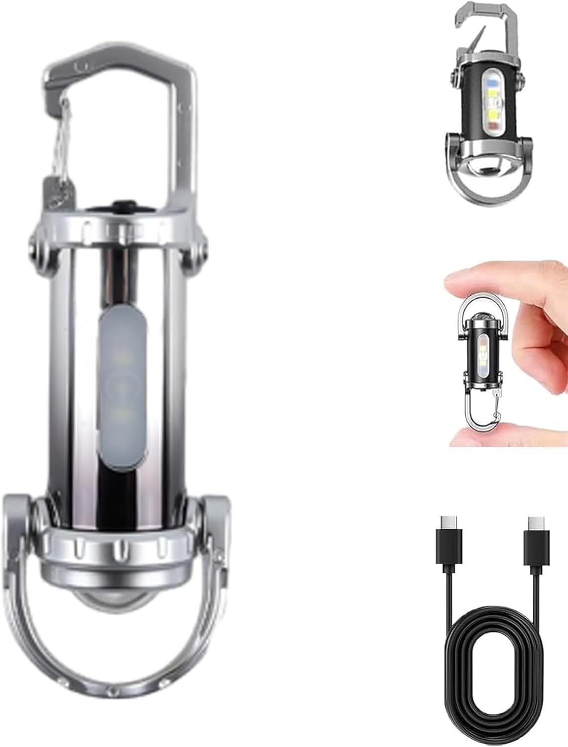 Orvyla Mini Keychain Flashlight, 1200 Lumens EDC Mini Keychains Flashlight, Portable Rechargeable Bright Keychain Flashlight, Rechargeable 7 Lights Modes, for Camping Outdoor (3 PCS)