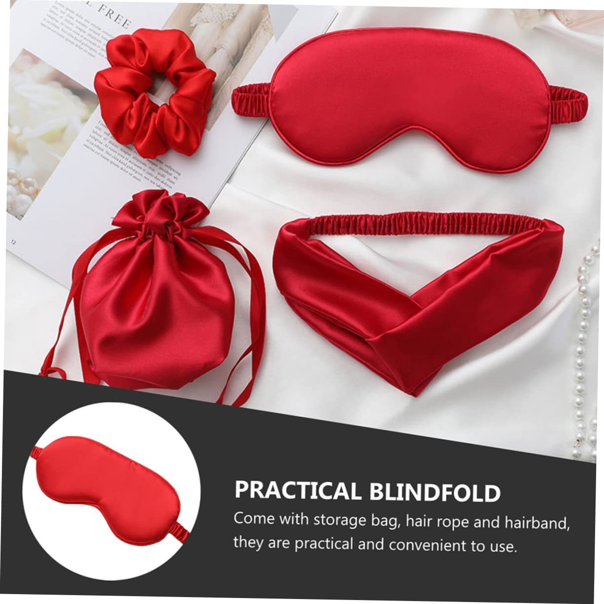 DOITOOL 3sets Maschera Da Sonno Seta Artificiale Accessori Kit Pratico Con Fascia Per e Sacchetto Per Viaggio Rilassa Gli Occhi e Riduce Affaticamento Per Dormire e Viaggiare