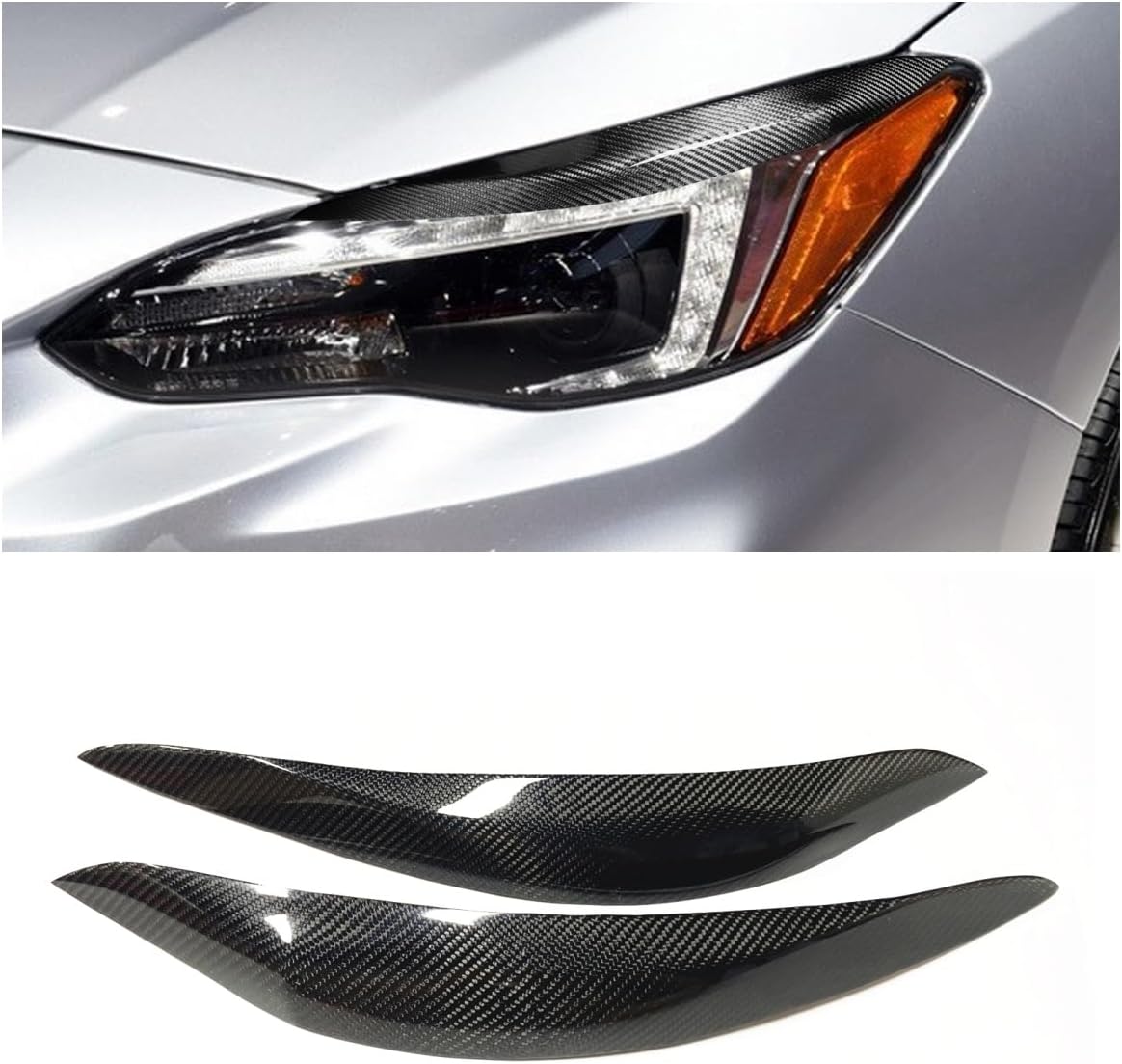 Eyebrow Eyelid Headlight Cover Trim For 2015-2020 2019 Subaru Impreza WRX STI Black