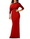 Women's Sexy Elegant Long Sleeve Off Shoulder Bodycon Long Evening Formal Dress