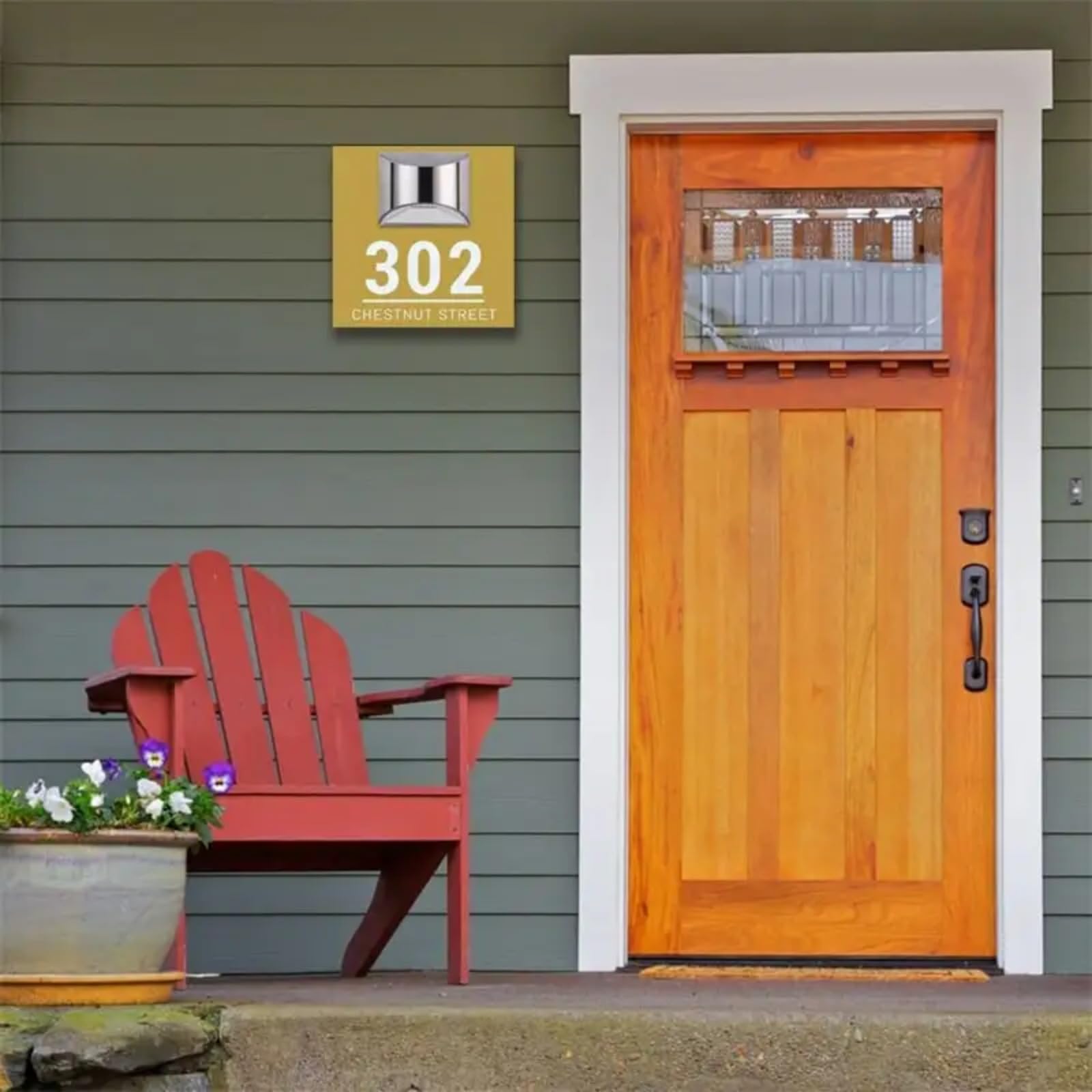 Custom Solar Address Sign – 30x30cm LED Illuminated House Number Plaque, Weatherproof Acrylic, Personalized Street Name