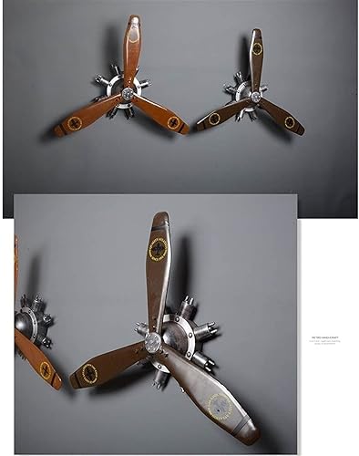Miniatura 7 de KTV - Decoración de pared de hélice de avión, estilo industrial retro, hélice mecánica montada en la pared, escultura de pared de hierro forjado 3D,