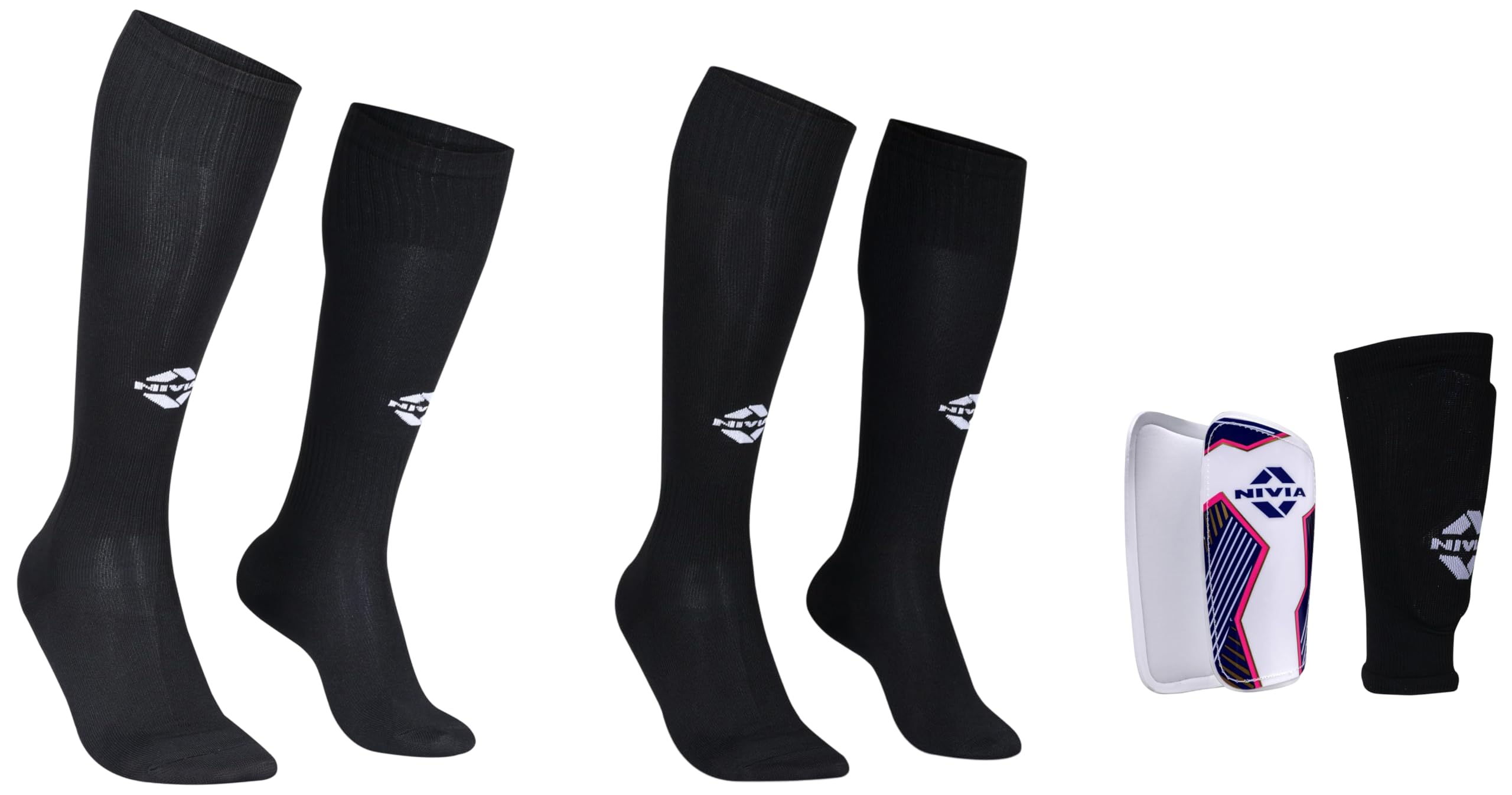 Nivia Classic Football Kit, Professional Grade Stockings, Shin Guards with Sleeves, Complete Protection Set, Match Quality-picture-31