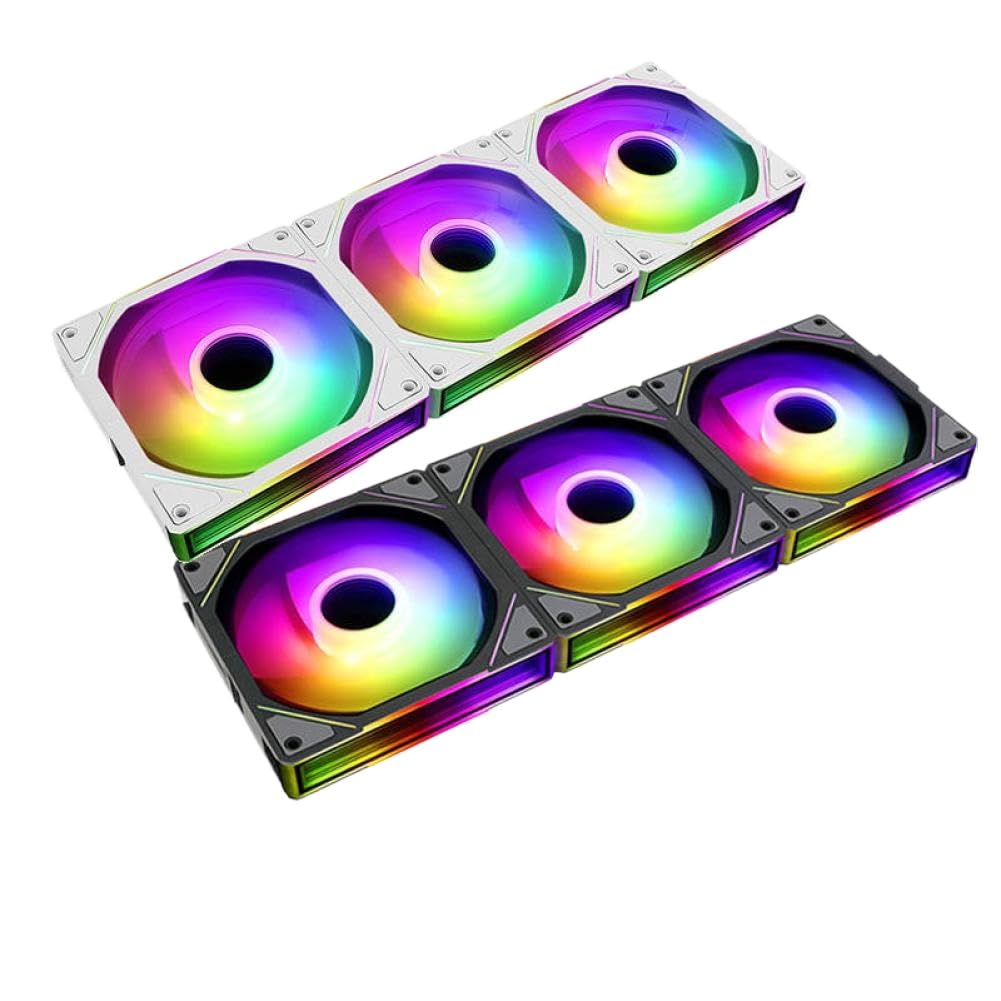TEUCER JM-1 ARGB Specchio Ciclo Effetto Luce 120mm 4-Pin PWM Ventola per Case del Computer Compatibile con i Sistemi di Raffreddamento ad Acqua del PC(JM-1 Black Forward)