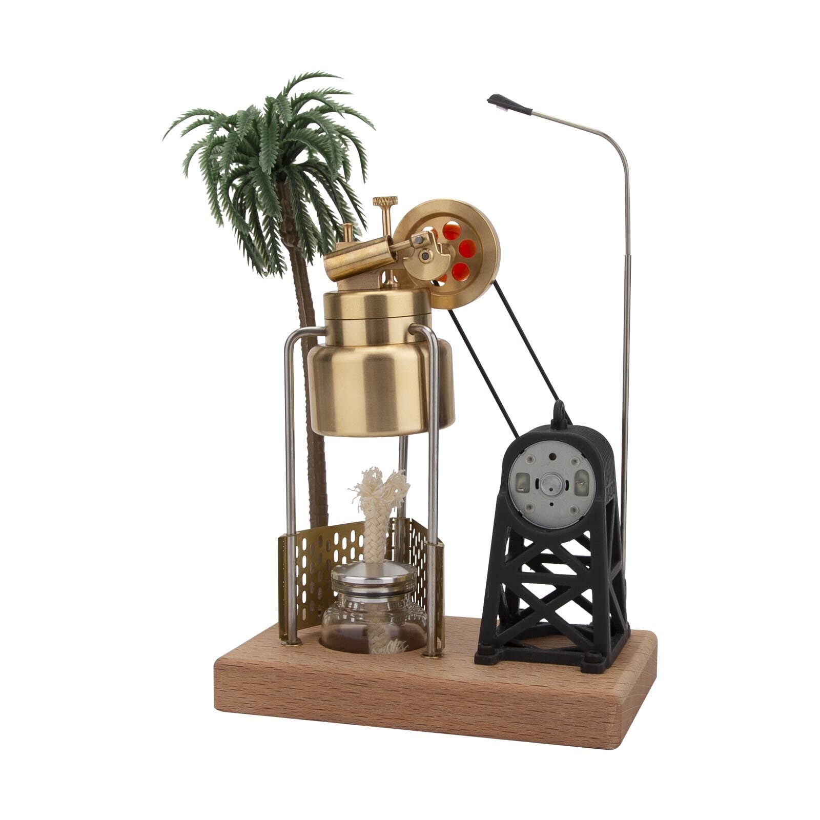 Mini Steam Engine Model, Three-Legged Vertical Swing Steam Engine Model with Boiler, Physical Experiment Toys, Engine Model Kits for Adults, Desktop Engine Toy