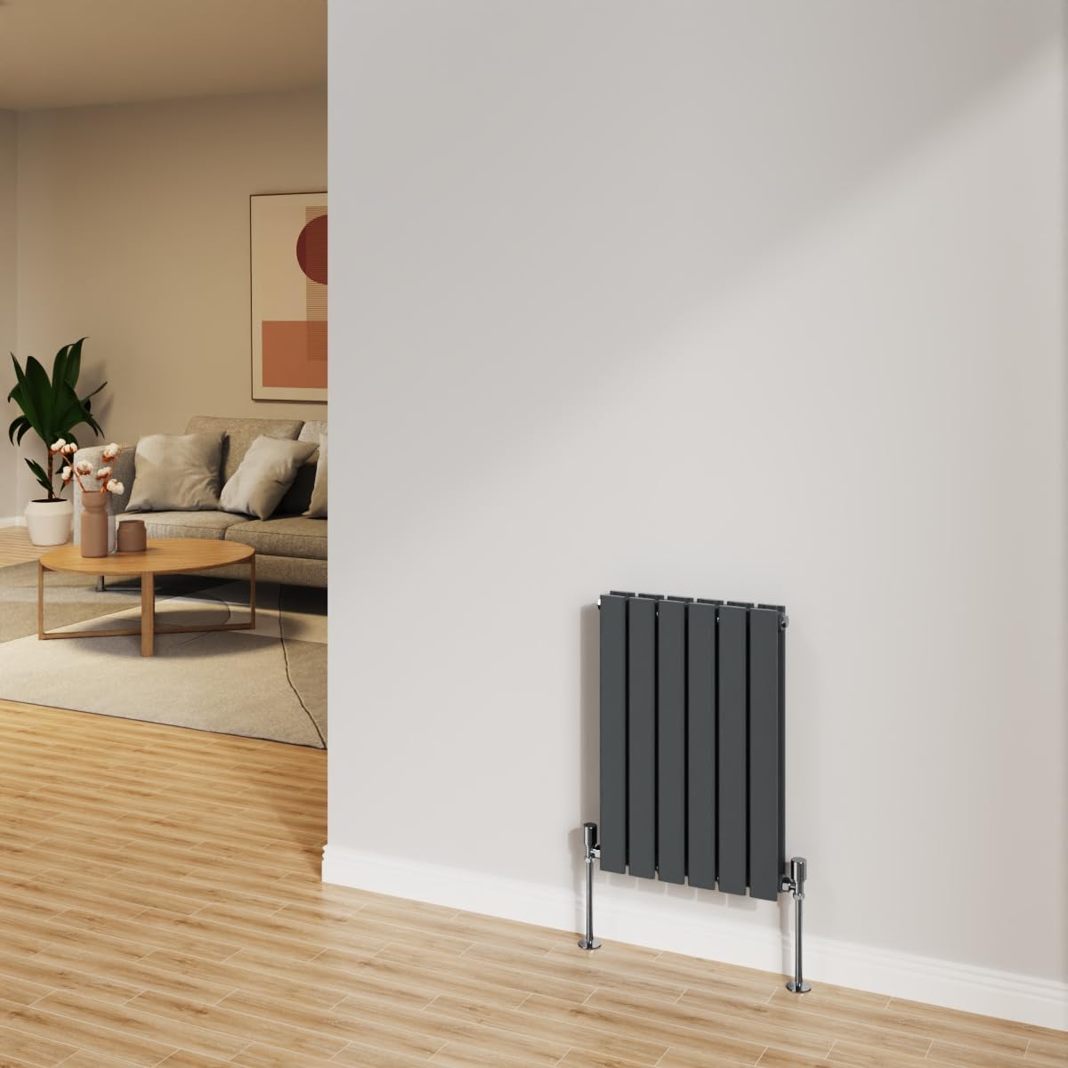 Nrg Anthracite 600X408mm Radiator Horizontal Flat Panel Bathroom Designer Double Rad Central Heating
