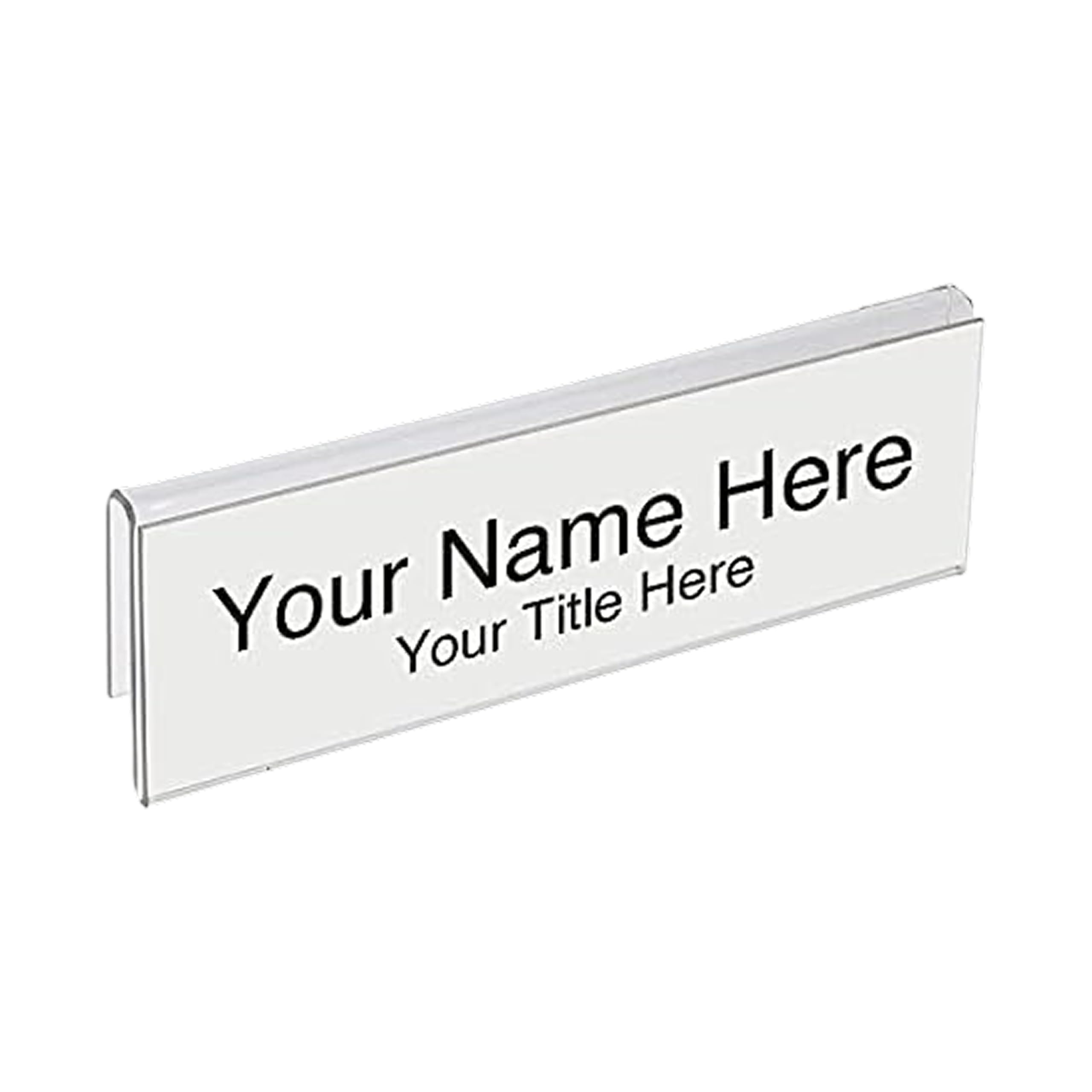 50-Pack 8.5" x 2" Acrylic Name Plate for 1" Cubicle Wall Glass – Custom Name Sign Holder – Single Sided Acrylic Display Stands - Placard Label Holder