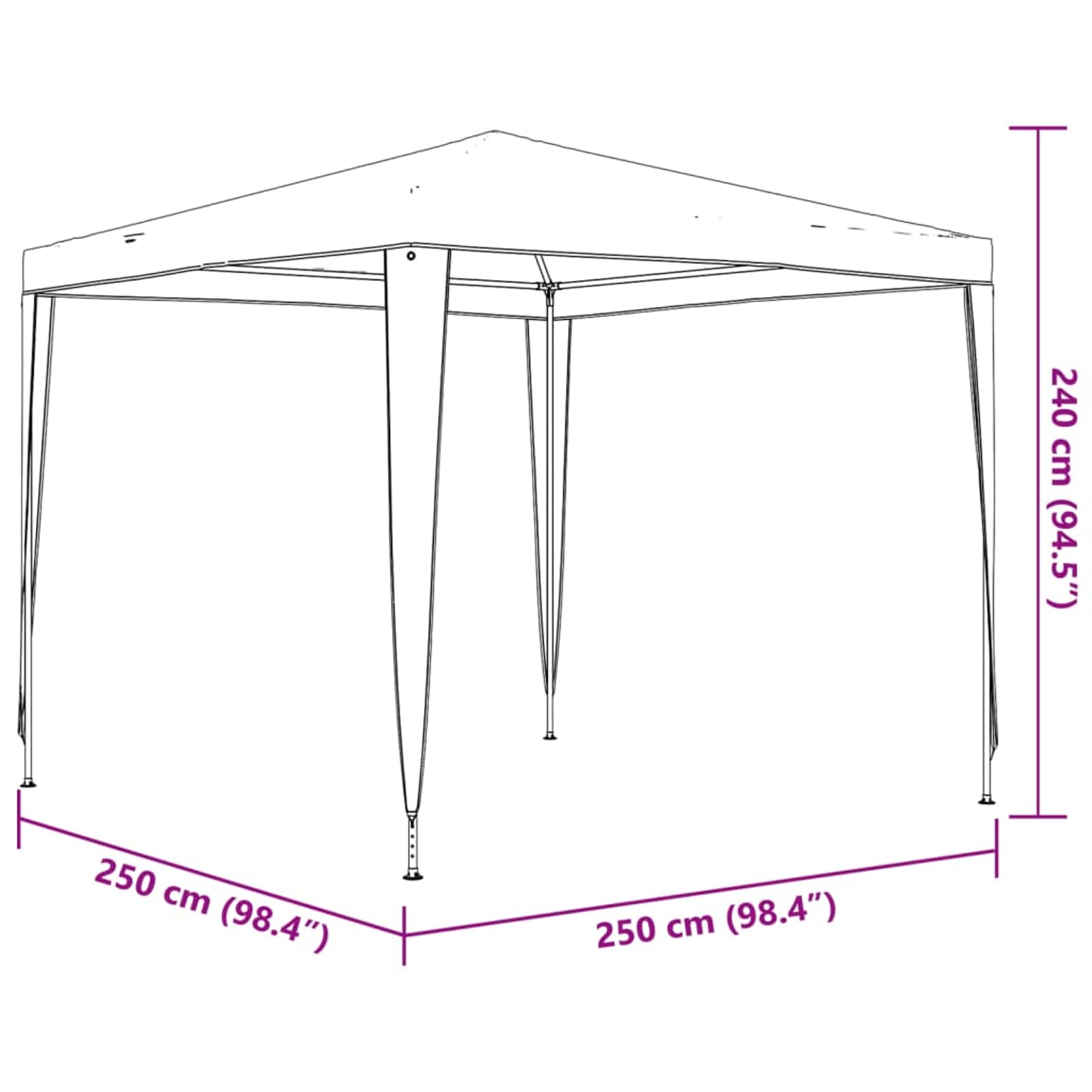Homgoday Profi-Partyzelt 2,5×2,5 m Anthrazit 90 g/m2 Familienzelt Model48507