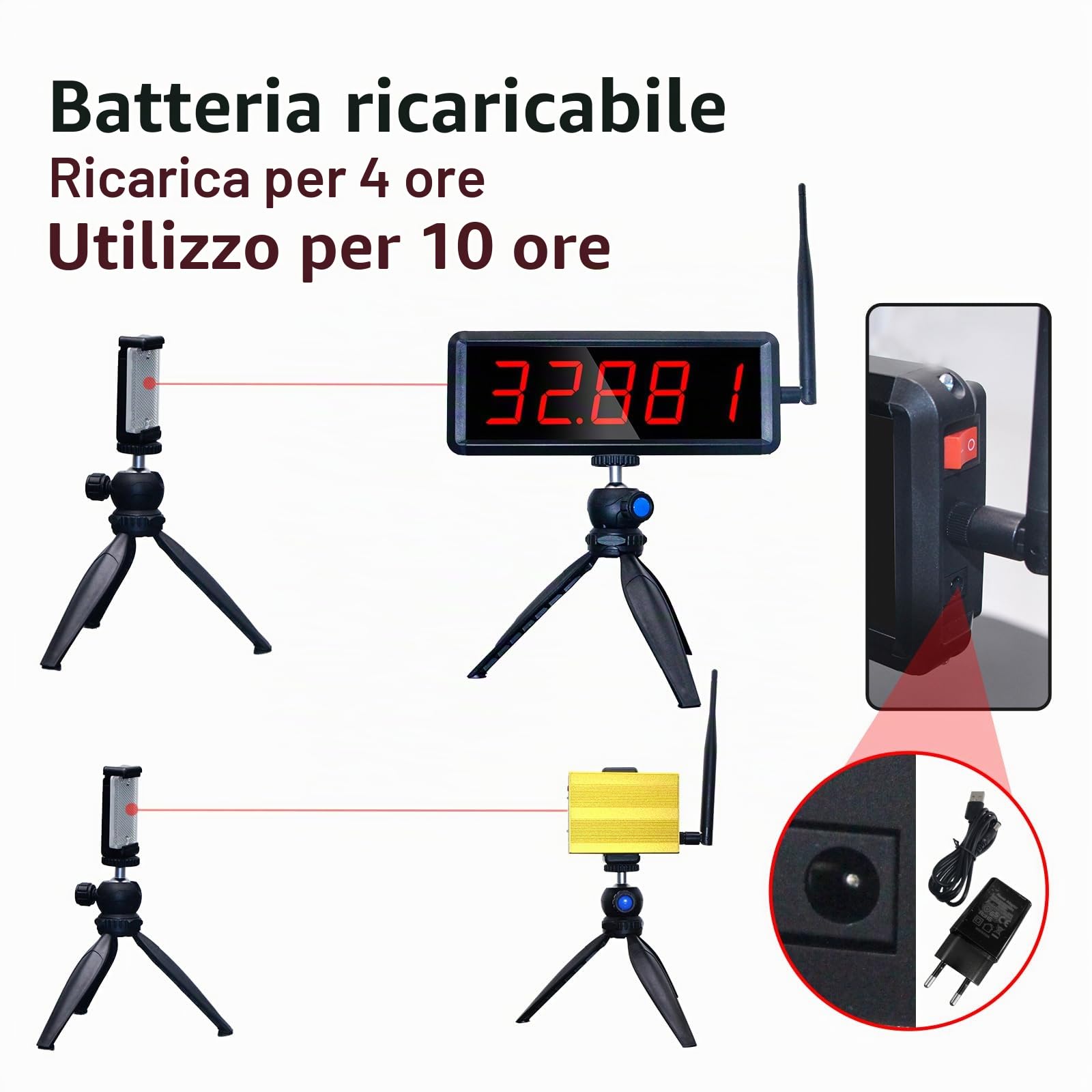 Timer Laser Wireless per Sprint, Timer Laser per Pista 40 60 Yard Dash, Race Clock Cronometro Elettronico Bici da Corsa Allenamento di Velocità Pattinaggio Pista Field Time Moto