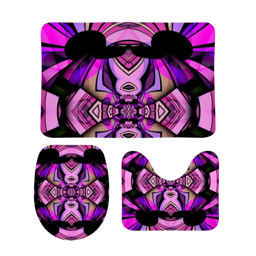 Tapis de bain antidérapants lot de 3 pour salle de bain et cuisine à motif abstrait