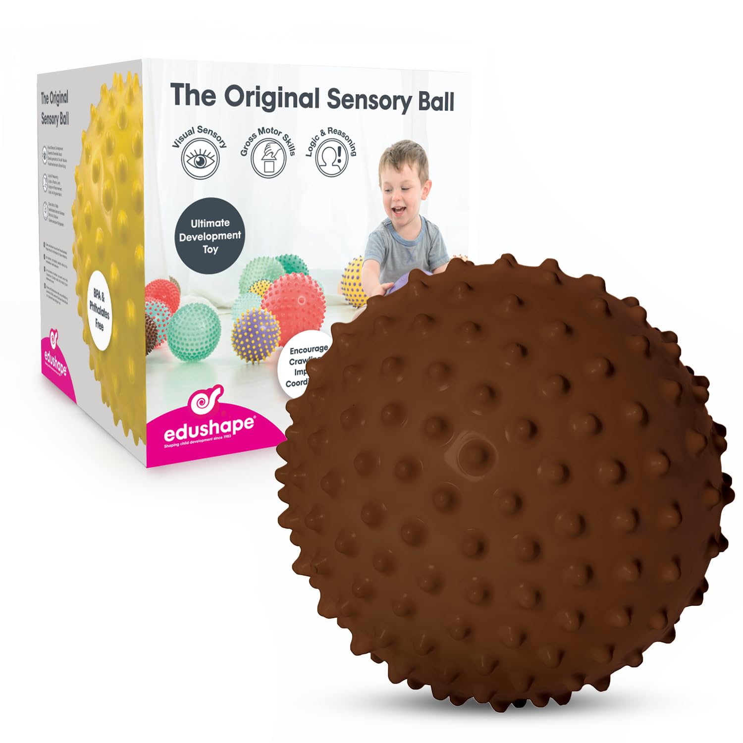 Edushape Sensory Ball for Baby - 7” Baby Ball That Helps Enhance Gross Motor Skills for Kids Aged 6 Months & Up - Pack of 1 Vibrant Colorful and Unique Textured Ball for Baby