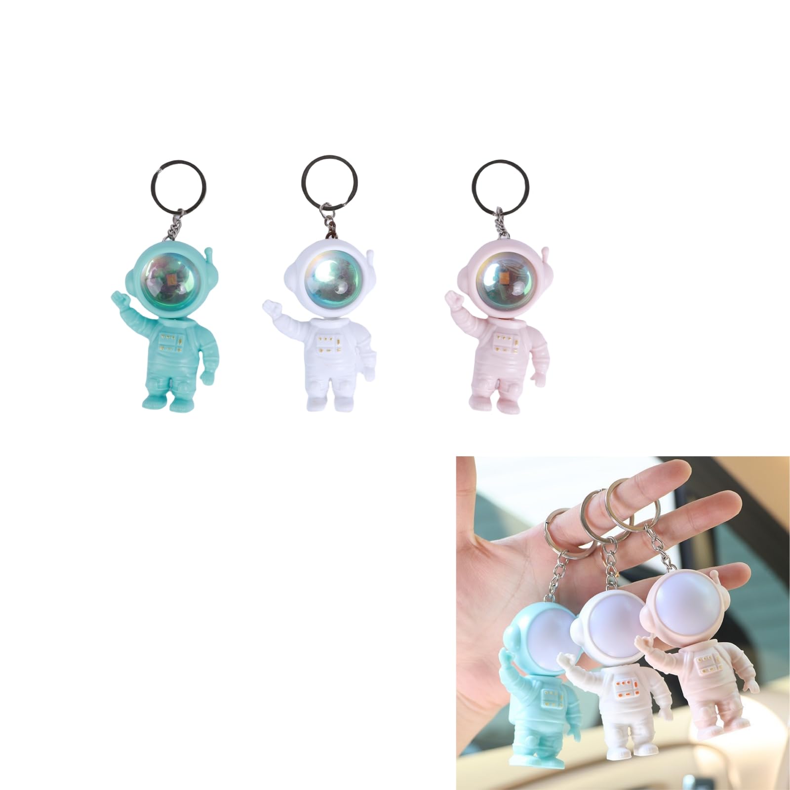 ANYPER Astronaut LED Flashlight Keychain Set - Portable, Durable Mini Light Torch for Decoration, Emergency, 3 Pack