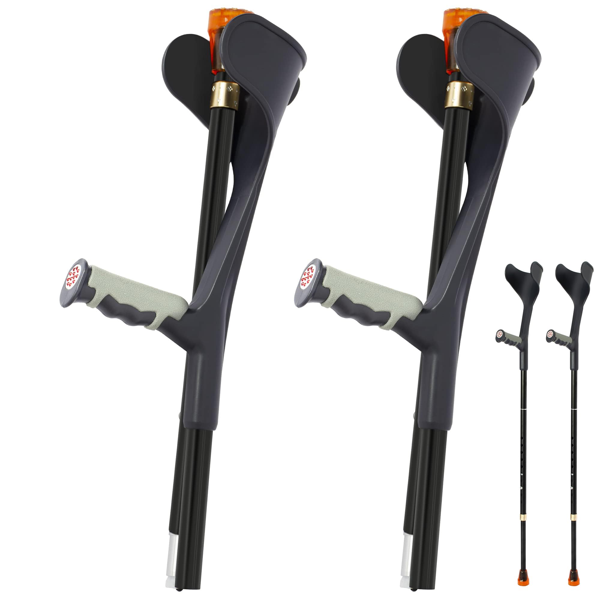 OUUTMEE Folding Crutches (x2 Pieces), Foldable Forearm Crutches, Black, Crutches Foldable, Rehabilitation Exercises, Crutches for Adults, Lightweight Crutches Walking Aids