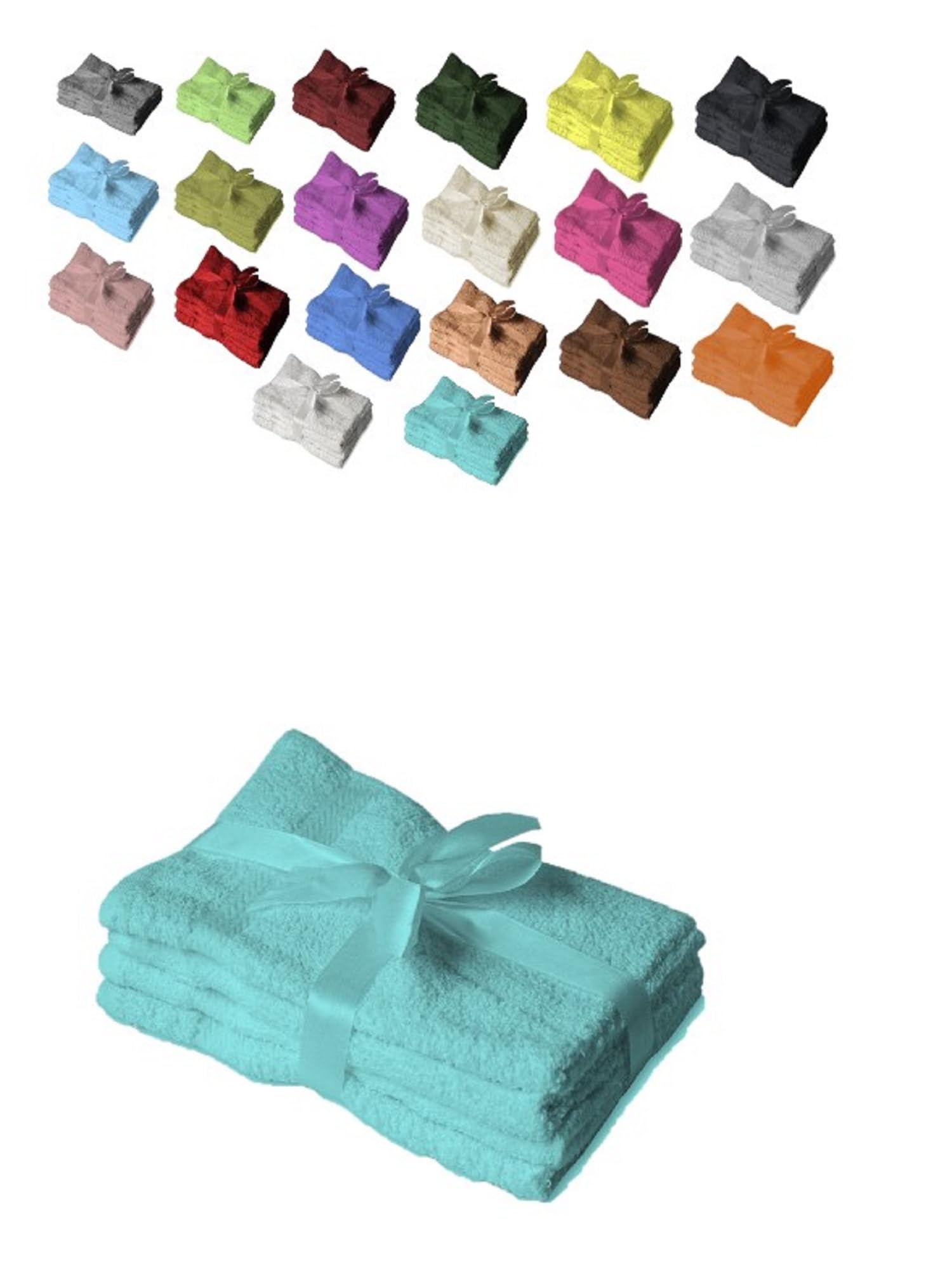 EXKLUSIV HEIMTEXTIL Seria ręczników w zestawie z kokardką marka ręczniki dla gości zestaw 4 szt. 30 x 50 cm turkusowy
